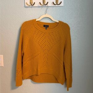 Topshop Mustard Cable Knit Sweater Size US 6 Chunky Crewneck